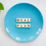 meal plan writing in a blue bowl