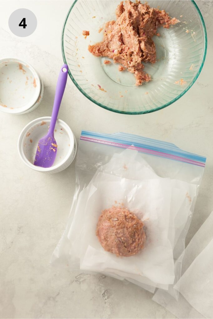 Turkey patty in a ziplock bag