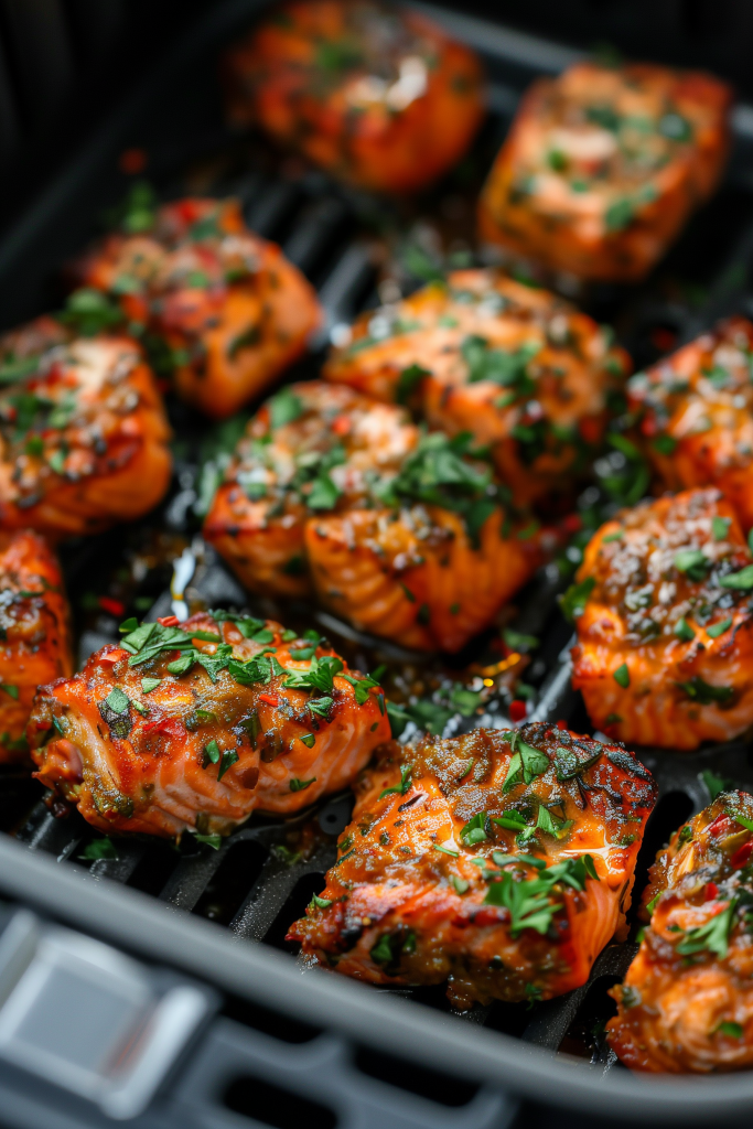 Air fryer garlic butter salmon bites