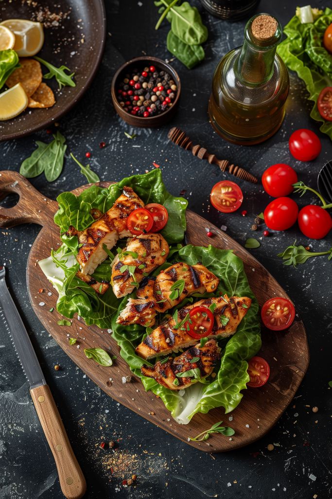 Healthy chicken lettuce wraps