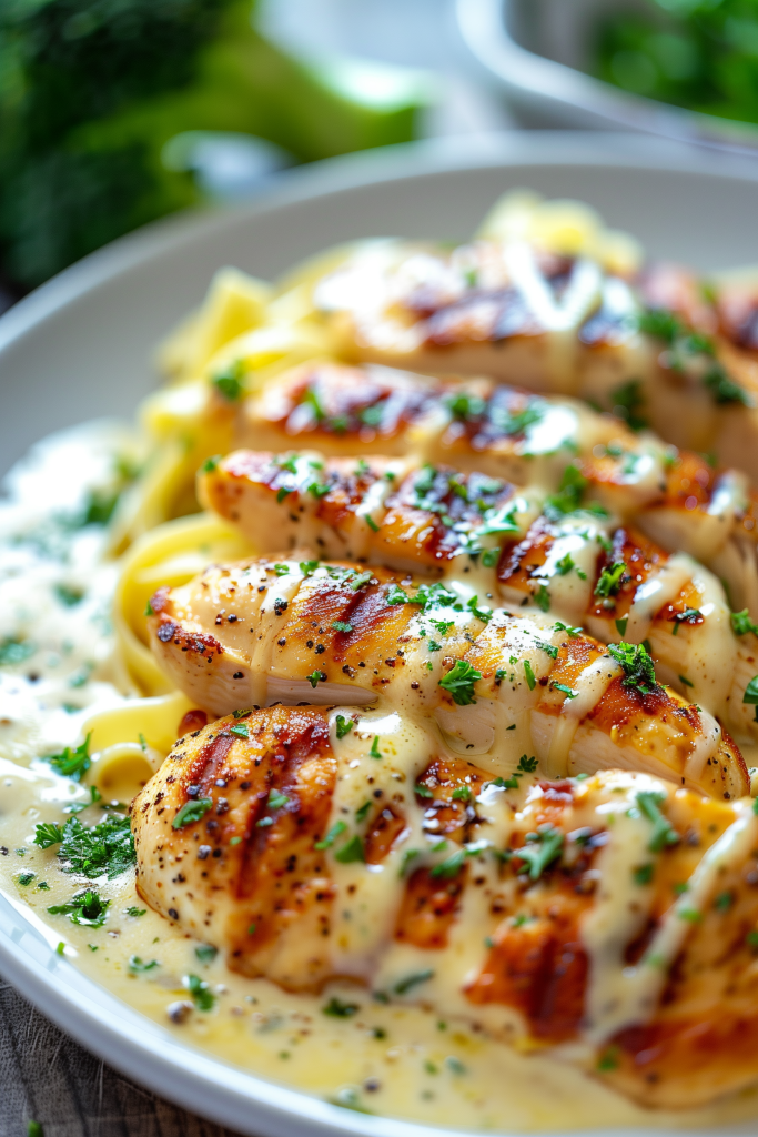 Keto alfredo chicken bake