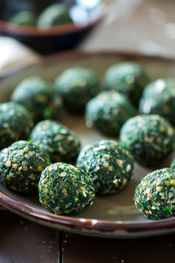 Vegan spinach lentil meatballs
