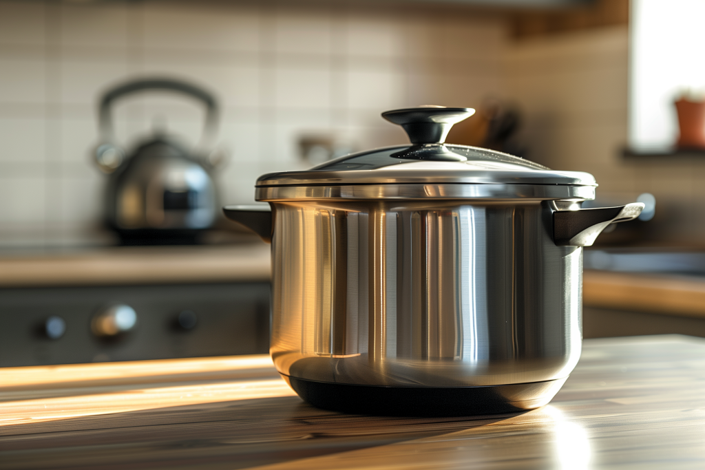 A slow cooker on a table