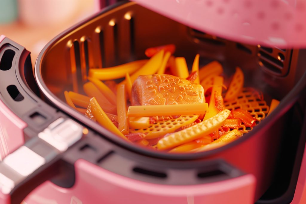 Fried inside the pink air fryer