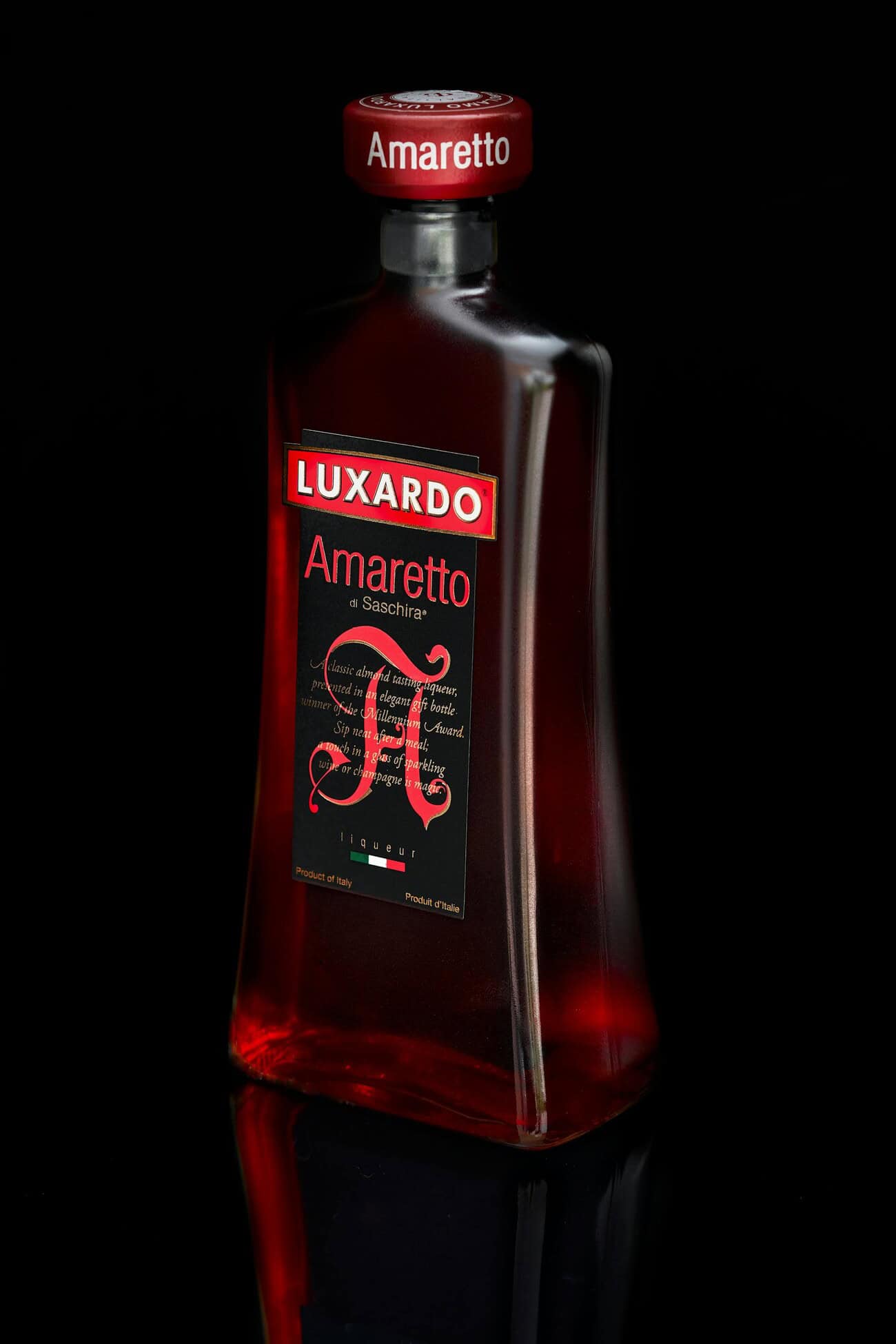 A bottle of Luxardo Amaretto liqueur