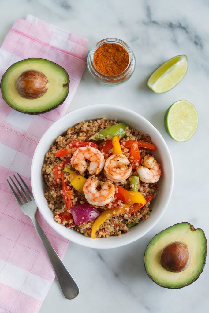 Shrimp Fajita Quinoa Bowls