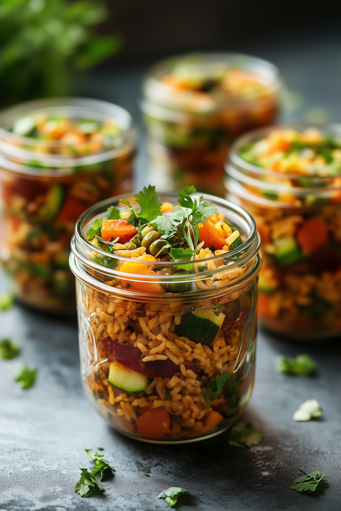 33. Vegetable Biryani Meal Prep Jars