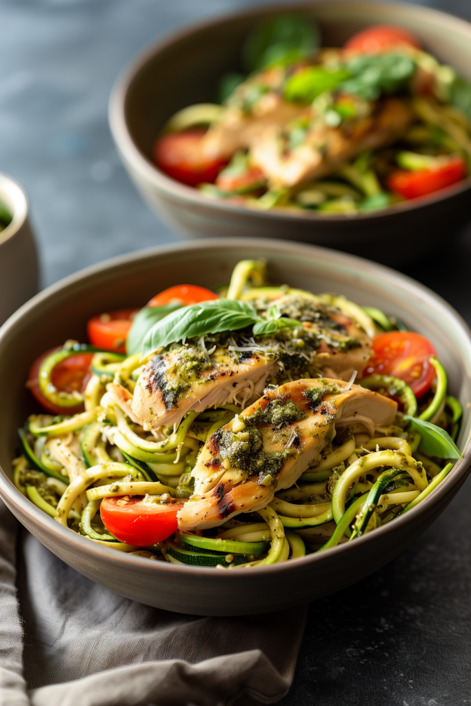Chicken Pesto Zucchini Noodles