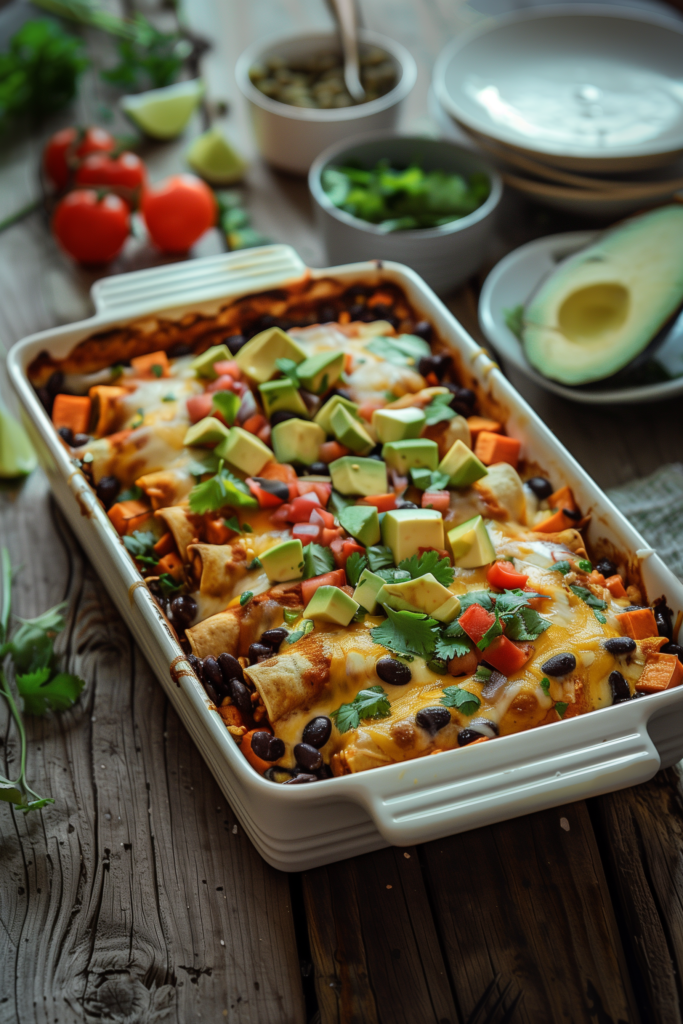 Sweet Potato & Black Bean Enchilada Bake