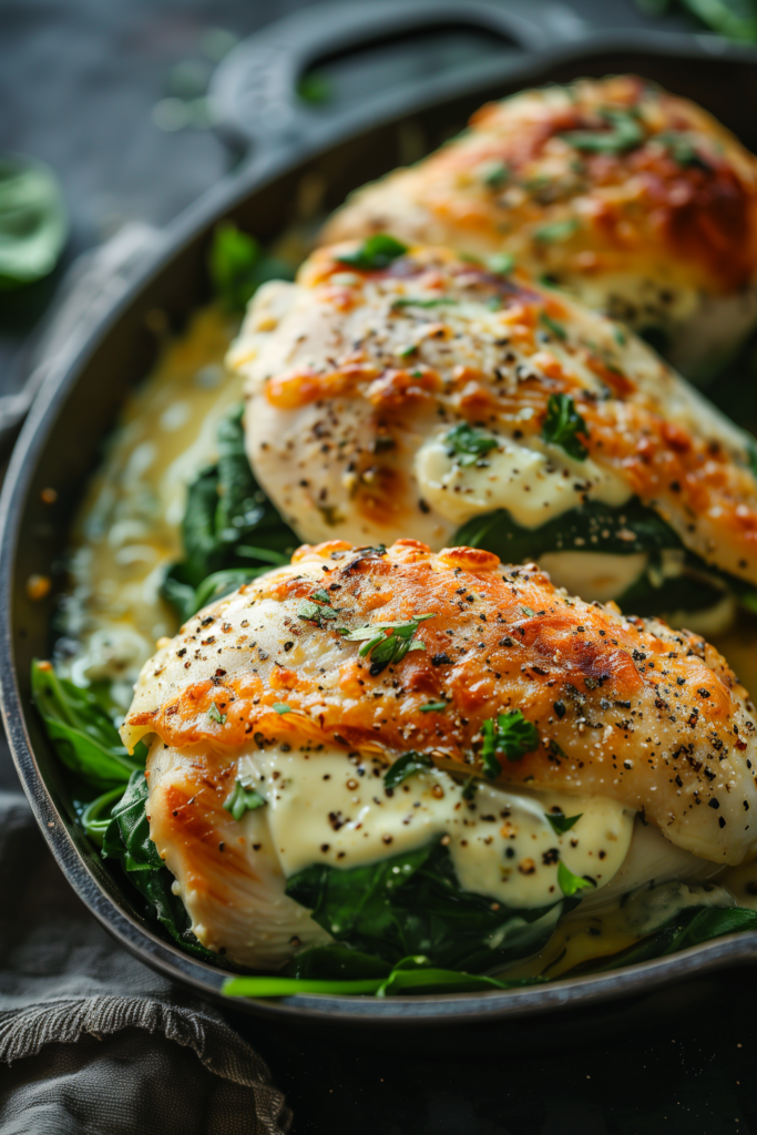 Cheesy Spinach and Artichoke Stuffed Chicken Breast