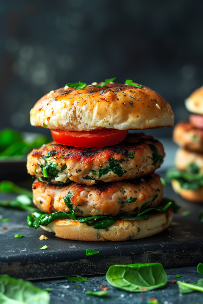 Spinach Feta Turkey Burgers