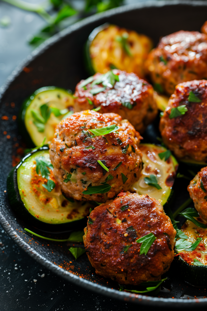 Cheddar Stuffed Turkey Zucchini Meatballs