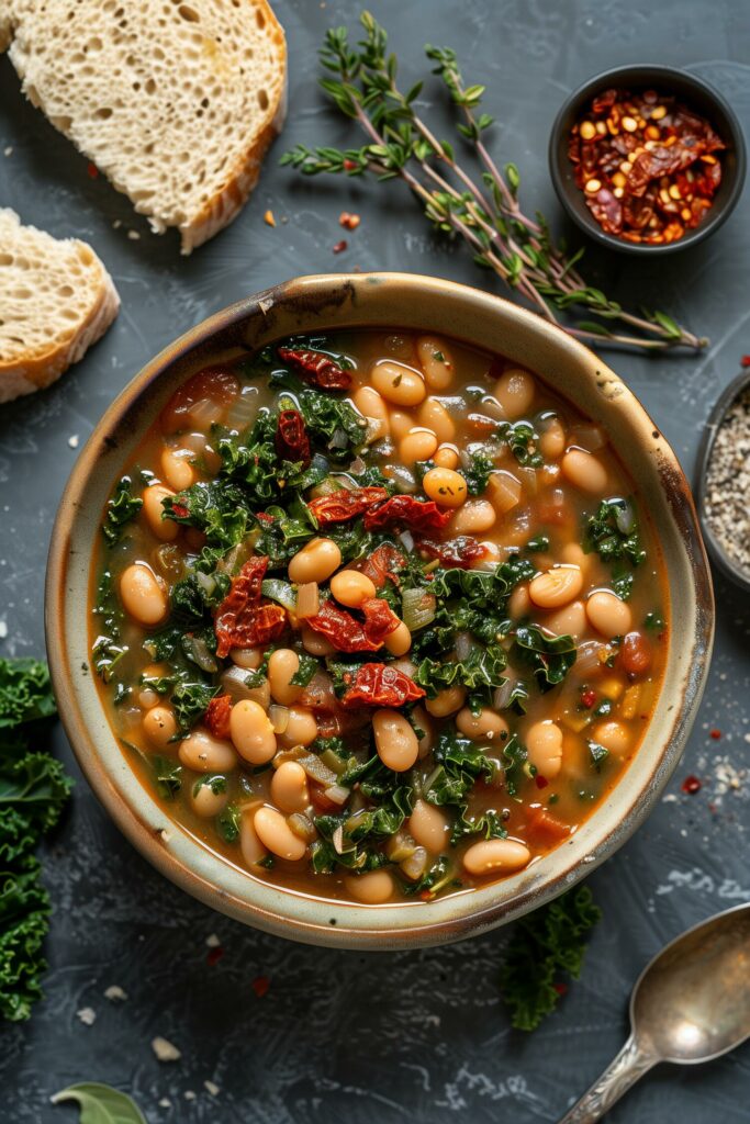 Tuscan White Bean and Kale Stew with Sun-Dried Tomatoes