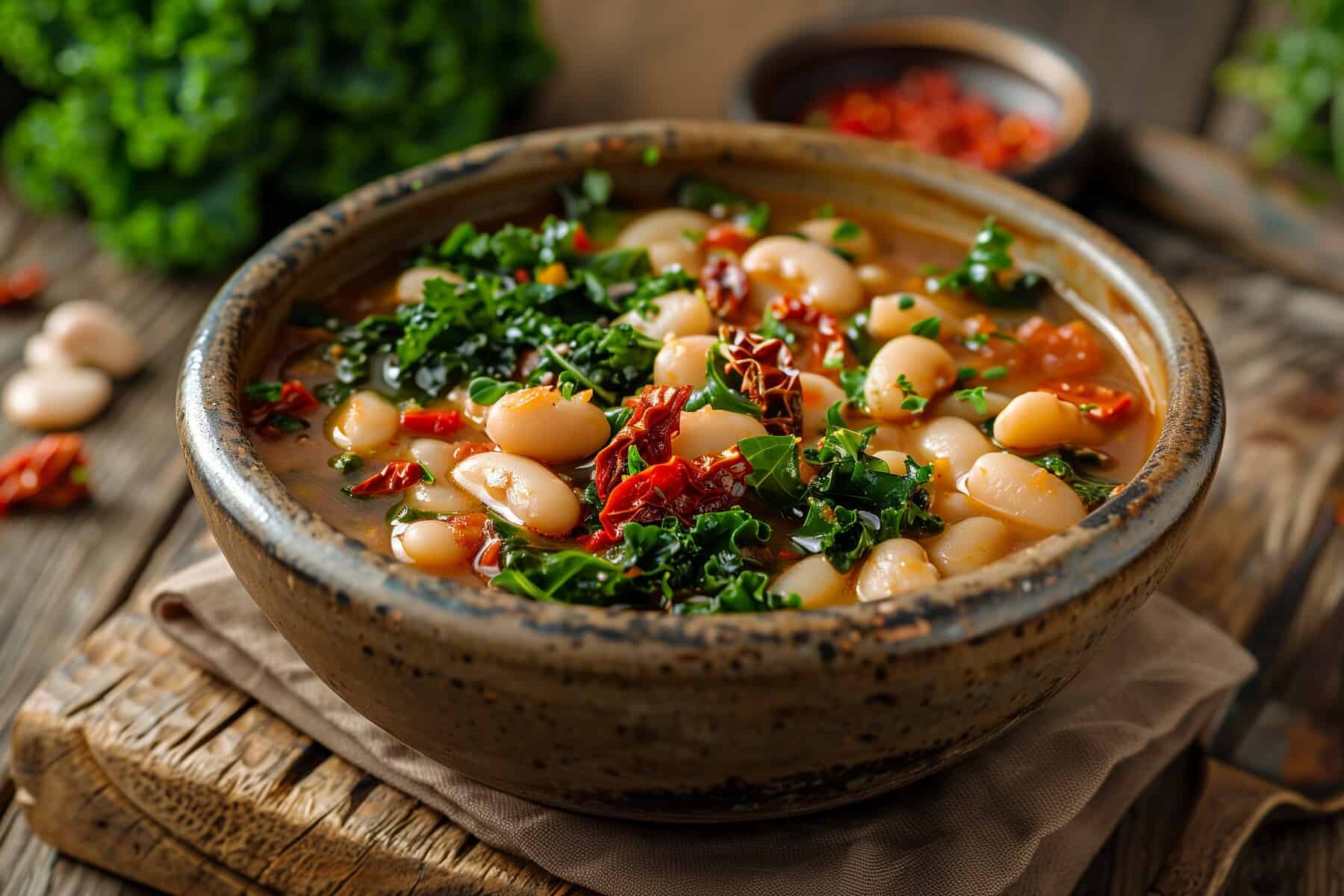 Tuscan White Bean and Kale Stew with Sun-Dried Tomatoes