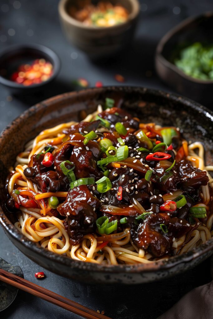 Jajangmyeon - Korean Black Bean Sauce Noodles