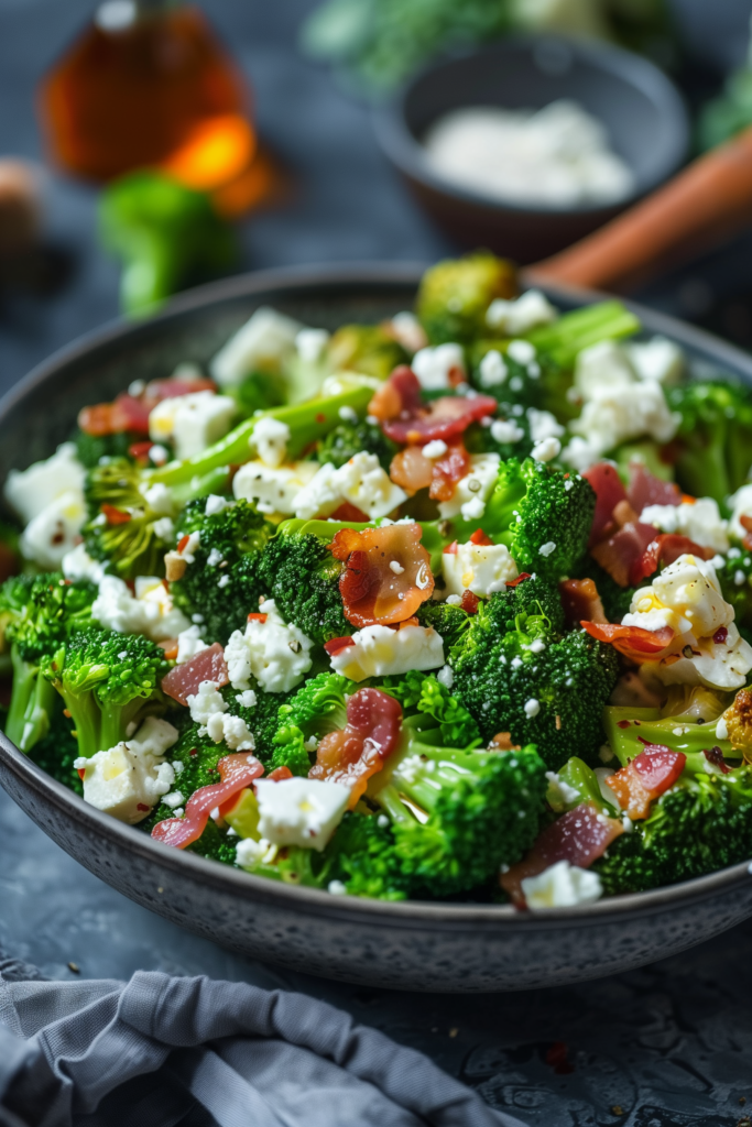 Keto Broccoli Salad with Bacon and Feta