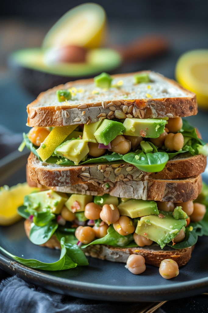 Lemony Chickpea & Avocado Salad Sandwiches