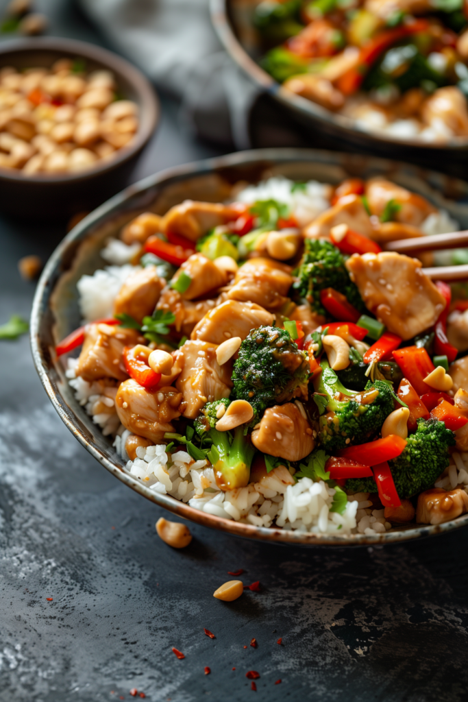 Chicken & Veggie Stir-Fry with Peanut Sauce