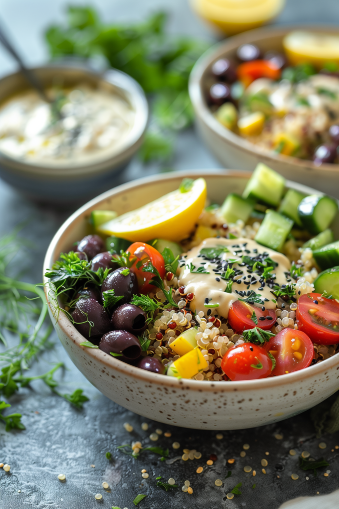 Mediterranean Quinoa Bowls with Lemon-Tahini Dressing
