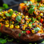 Spicy Black Bean & Corn Stuffed Sweet Potatoes