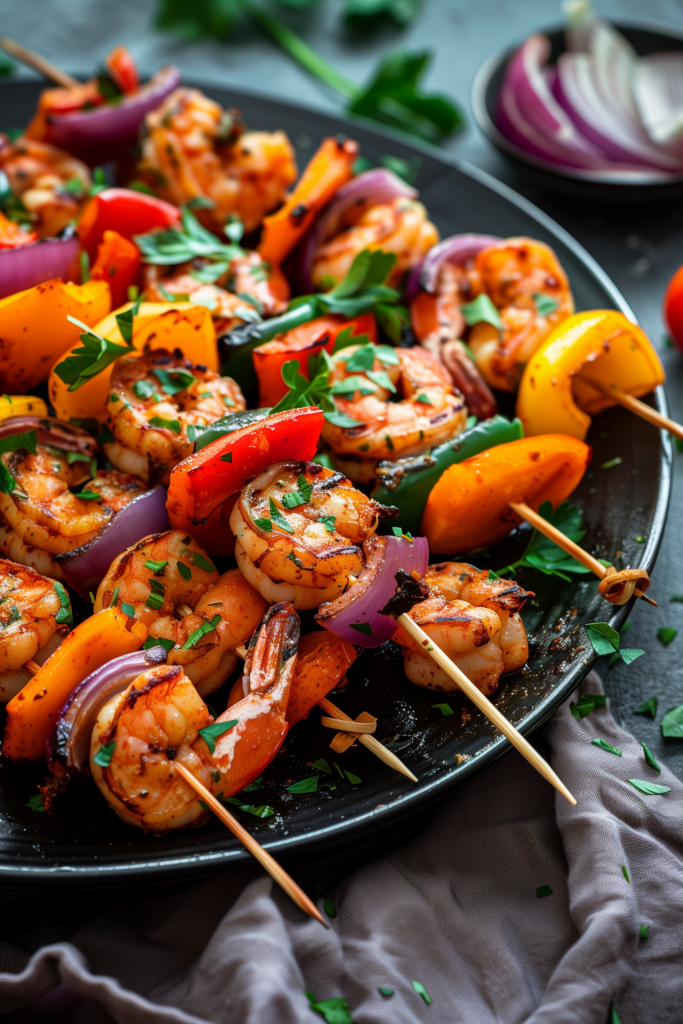 Spicy Shrimp and Veggie Skewers