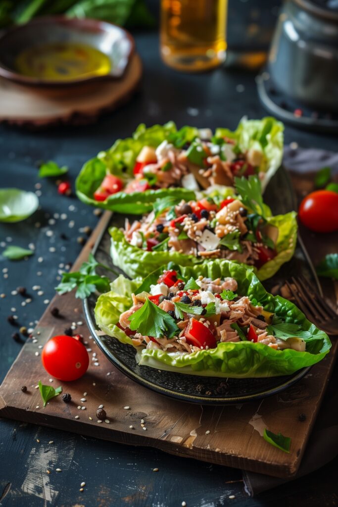 Mediterranean Tuna Salad Lettuce Wraps
