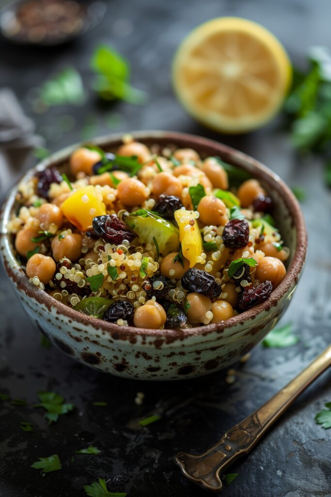 Lemony Chickpea & Quinoa Salad with Dried Fruit