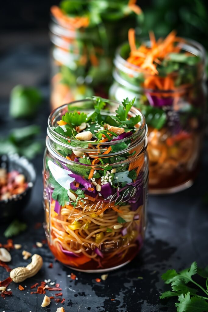 Spicy Peanut Noodle Salad Jars