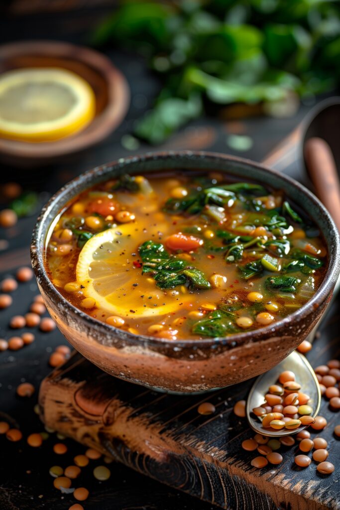 Lentil Soup with Spinach and Lemon