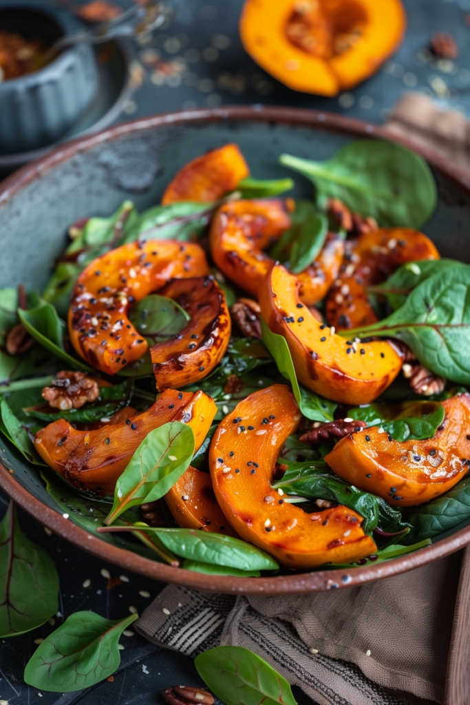 Roasted Pumpkin Spinach Salad 