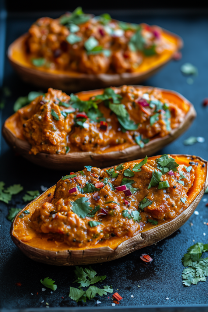 Tikka Masala Stuffed Sweet Potatoes