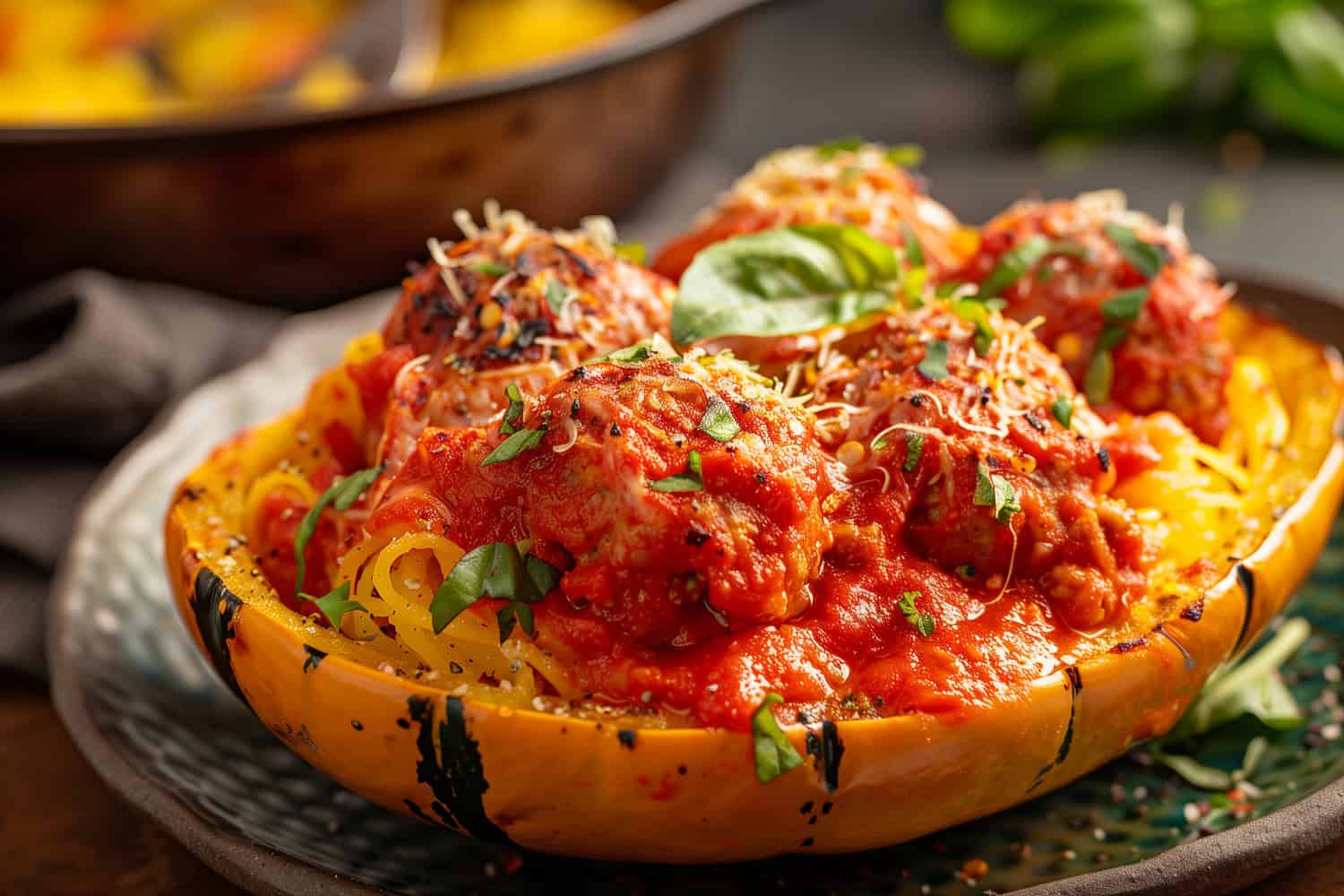 Spaghetti Squash with Marinara and Turkey Meatballs