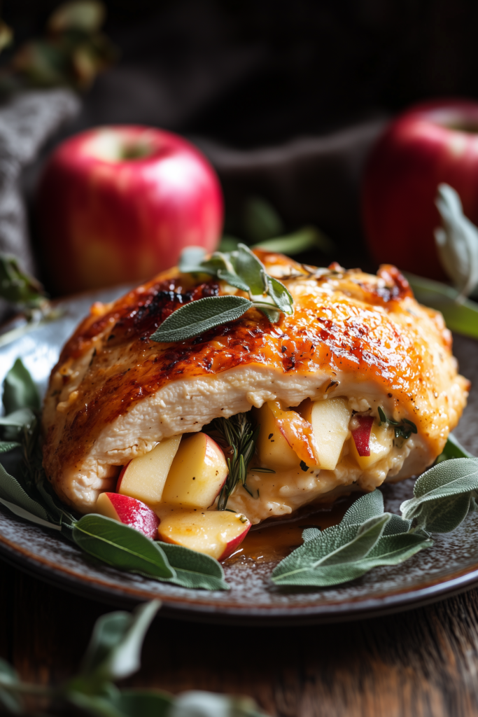 Apple, Cheddar, and Sage Stuffed Chicken Breast