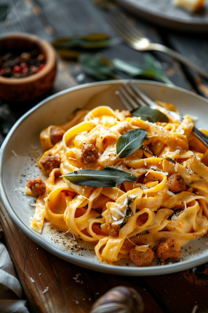 Creamy Pumpkin Pasta with Sage and Sausage