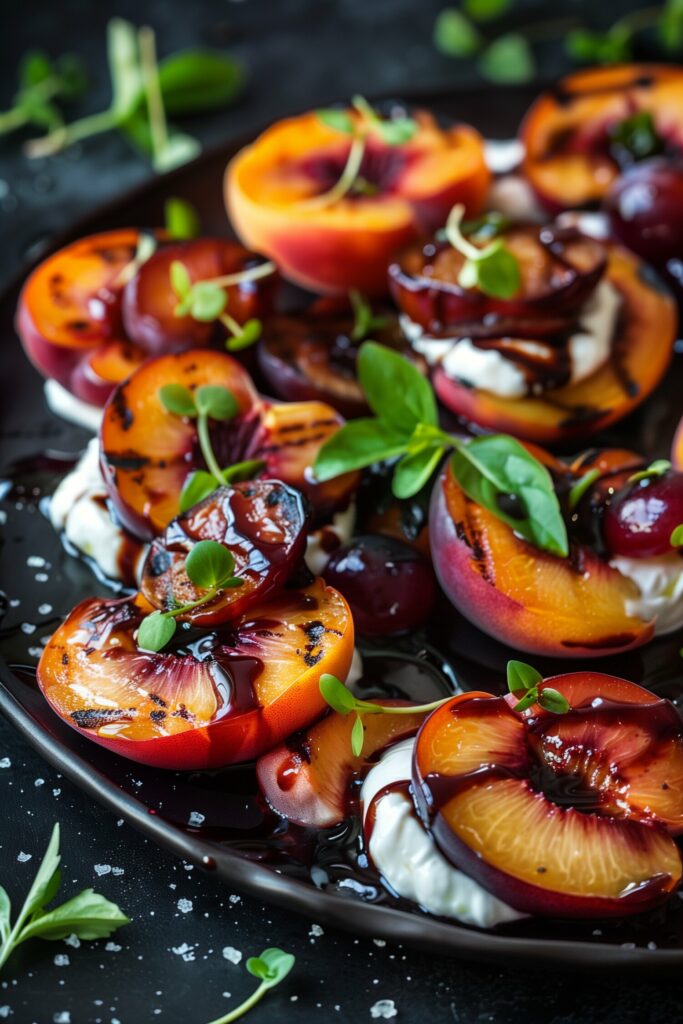 Grilled Stone Fruit with Honey-Yogurt Drizzle