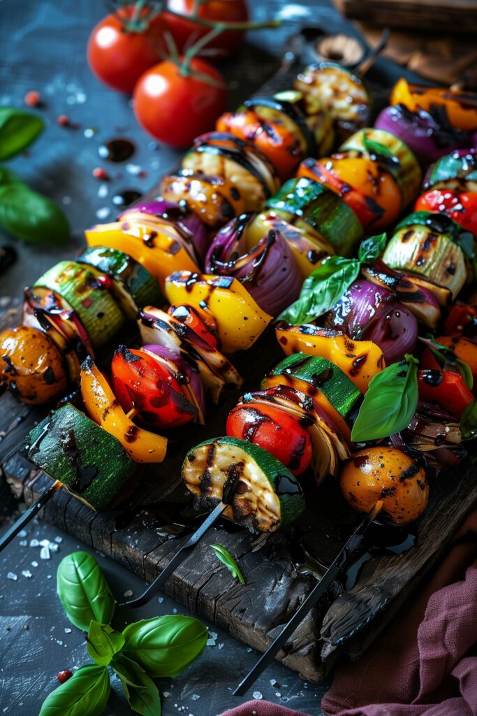 Grilled Vegetable Skewers with Balsamic Glaze