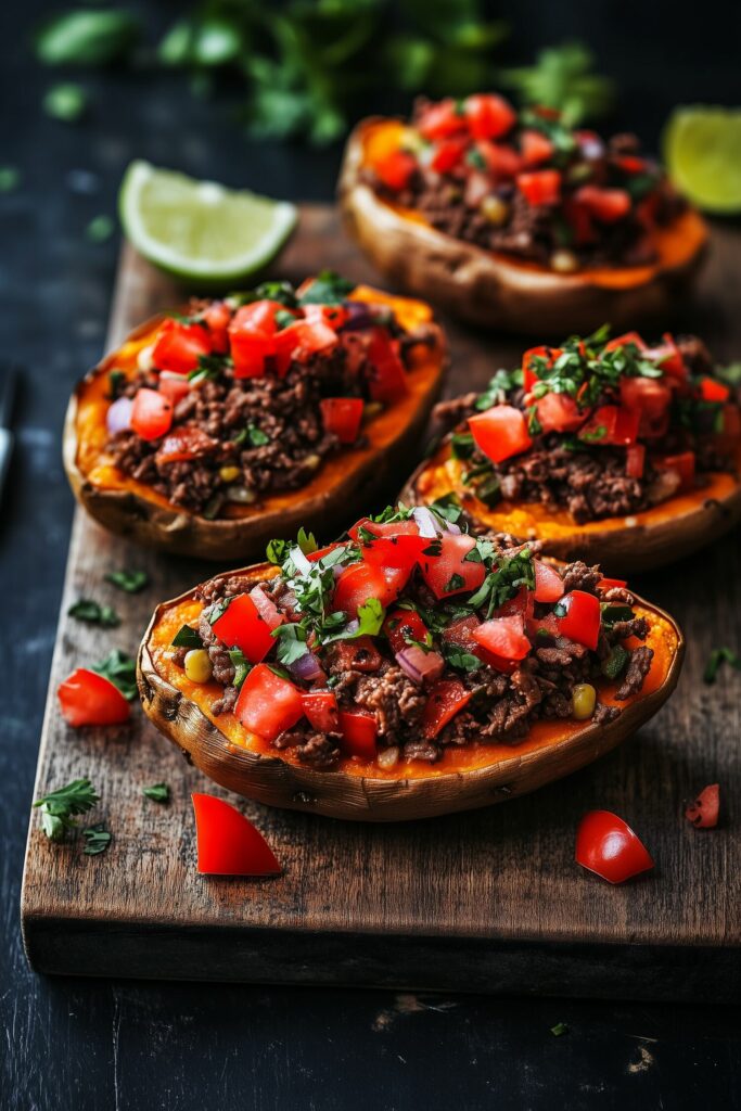 Stuffed Sweet Potatoes with Mexican Beef