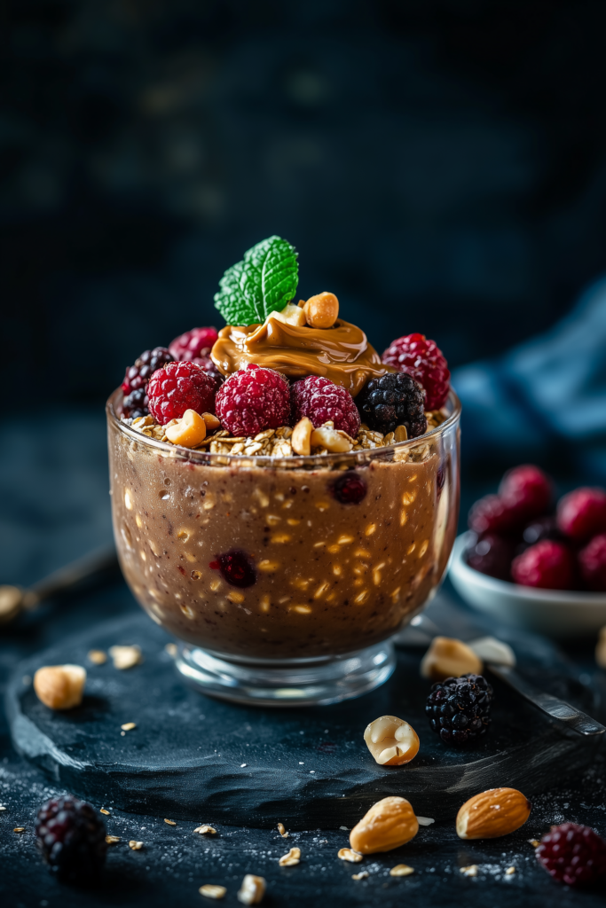 Overnight Oats with Berries and Nut Butter