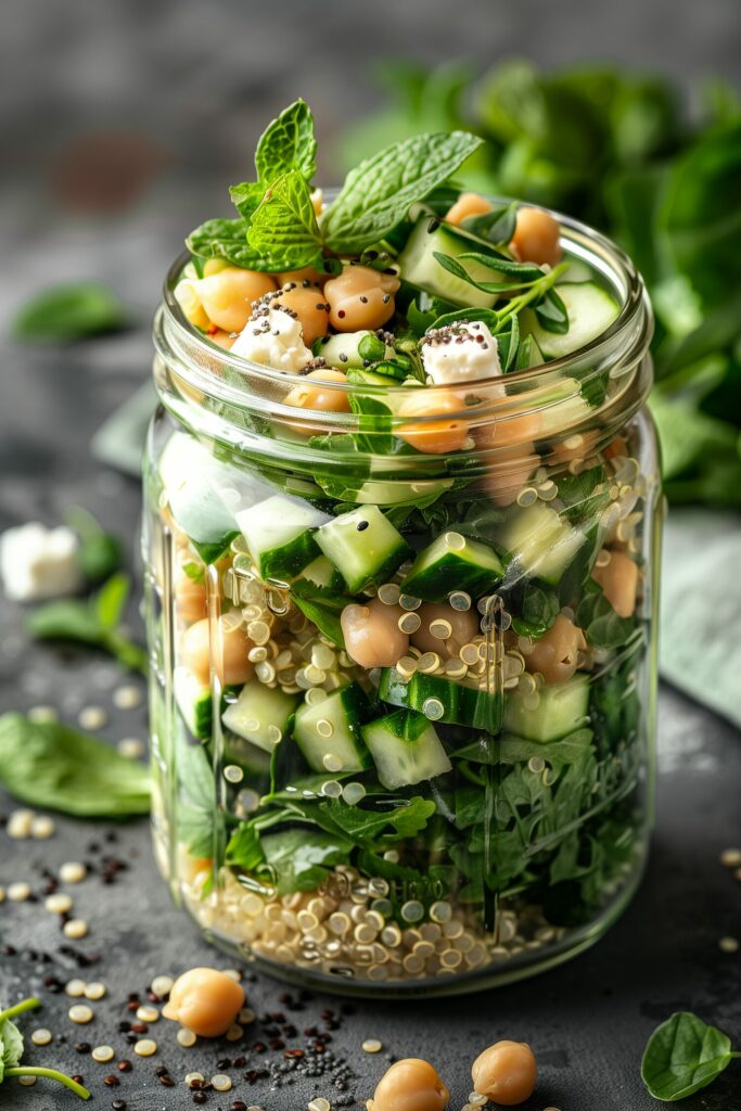 Mason Jar Salads with Lemon-Tahini Dressing
