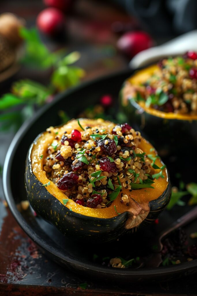 Acorn Squash Stuffed with Quinoa and Cranberries