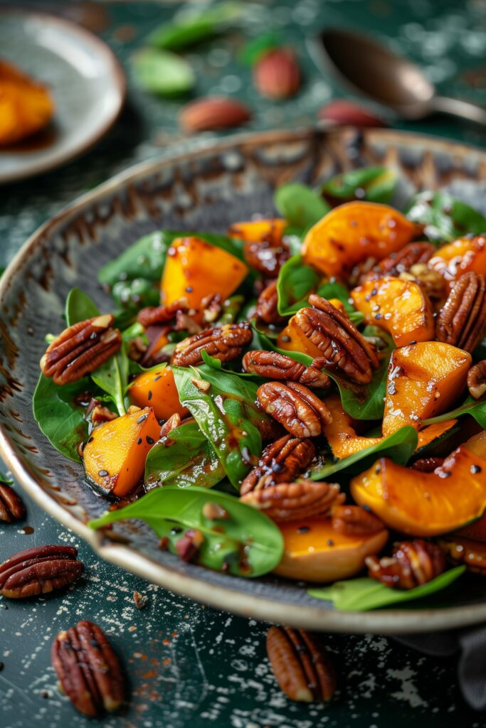 Roasted Pumpkin and Butternut Squash Salad with Maple-Glazed Pecans