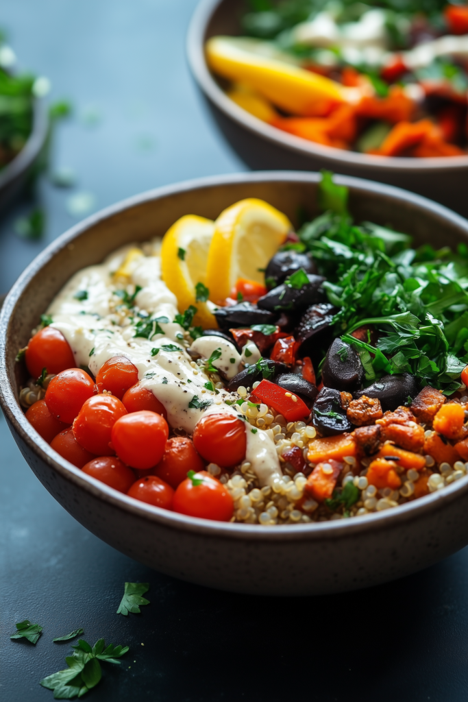 Mediterranean Quinoa Bowl with Lemon-Tahini Dressing