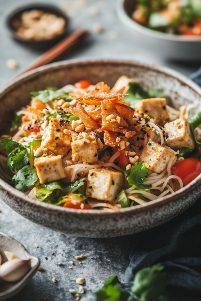 Thai Peanut Noodle Salad with Crispy Tofu