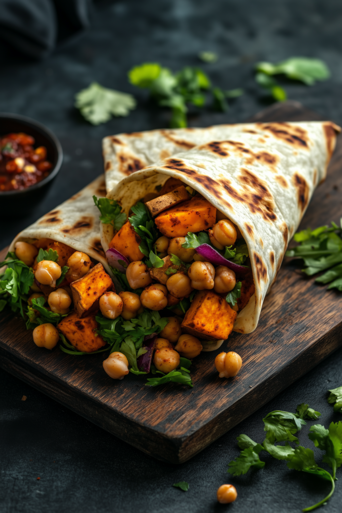 Curried Chickpea and Sweet Potato Wraps
