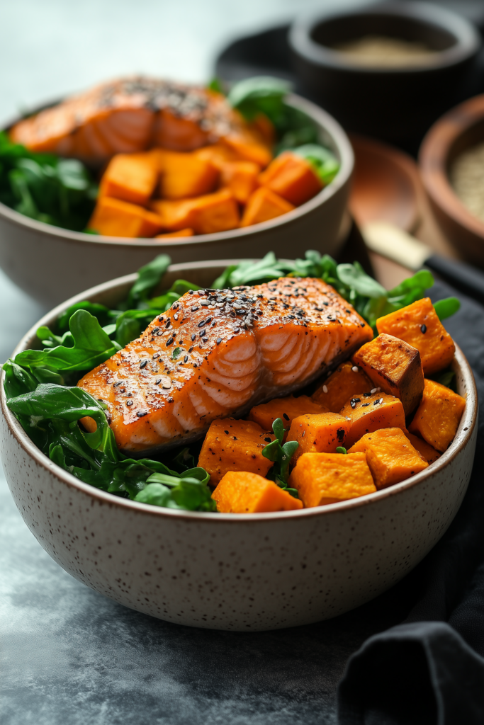 Salmon and Sweet Potato Power Bowls