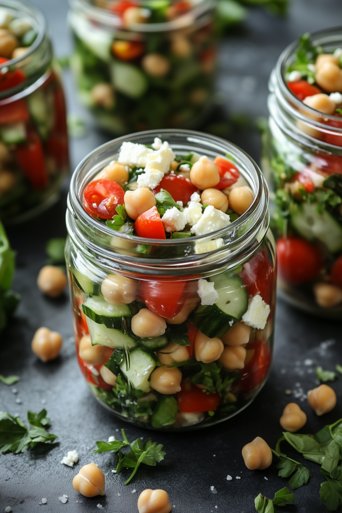 Mediterranean Chickpea and Feta Salad Jars