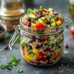 Greek Vegan Black Bean and Quinoa Salad Jar