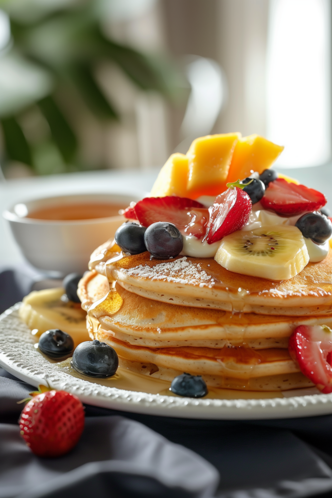 Whole Wheat Pancakes with Fruit and Yogurt