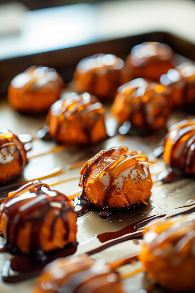 Roasted Sweet Potato Bites with Maple Drizzle