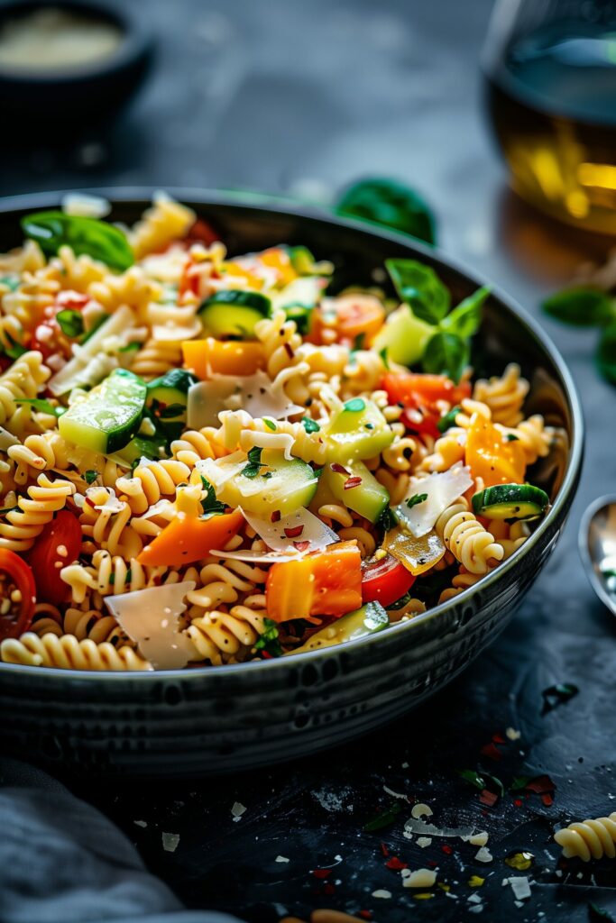 Pasta Salad with Veggies and Cheese